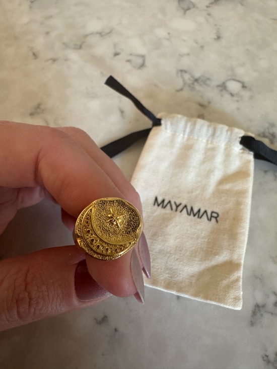 Mayamar Jewelry - Mayamar Gold-Tone Textured Moon and Star Ring size 5